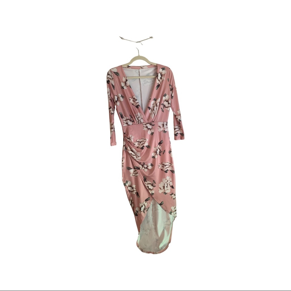 Flower Deep V Midi Dress